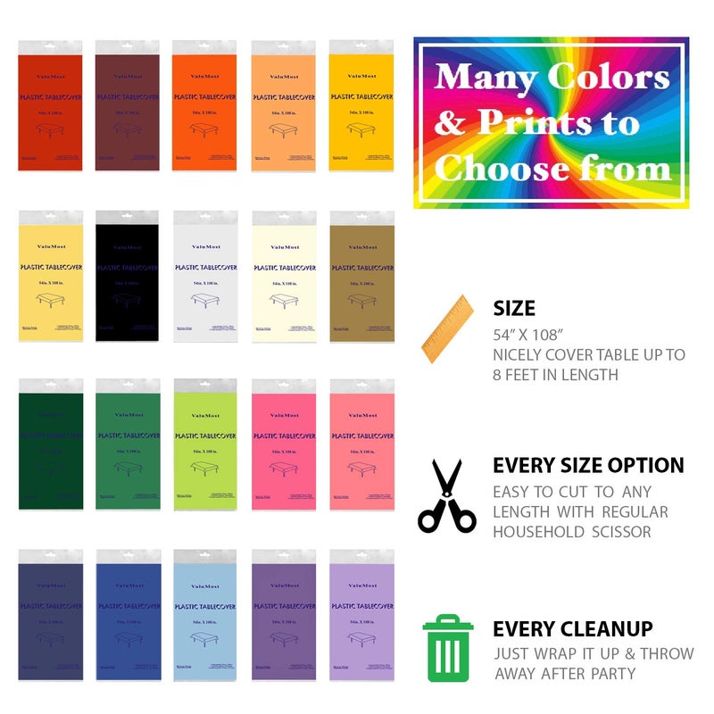 Party Essentials ValuMost Plastic Table Cover Available in 36 Colors, 54" x 108", Red - Image 4