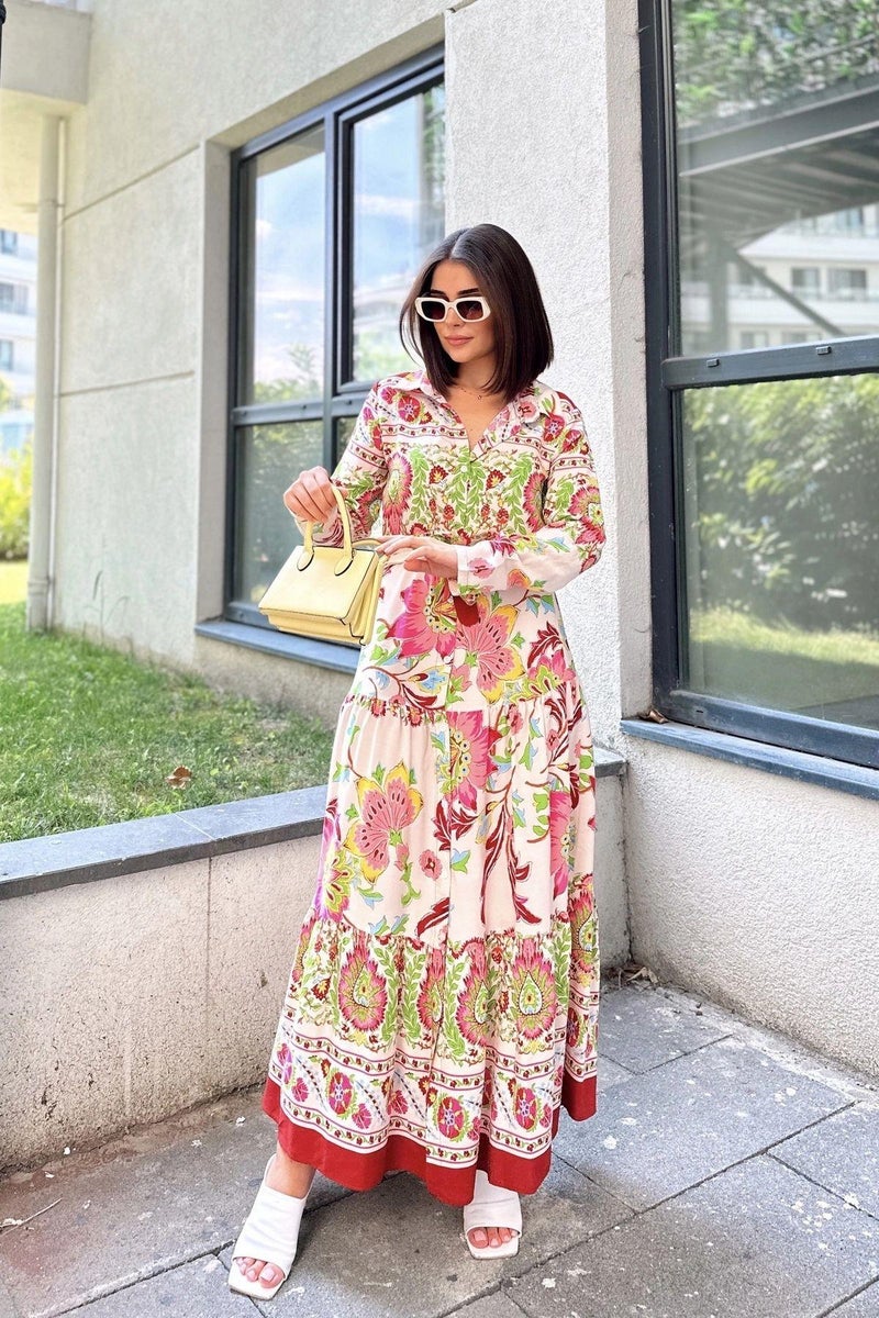 Weshaya فستان نسائي بورغندي - Image 3