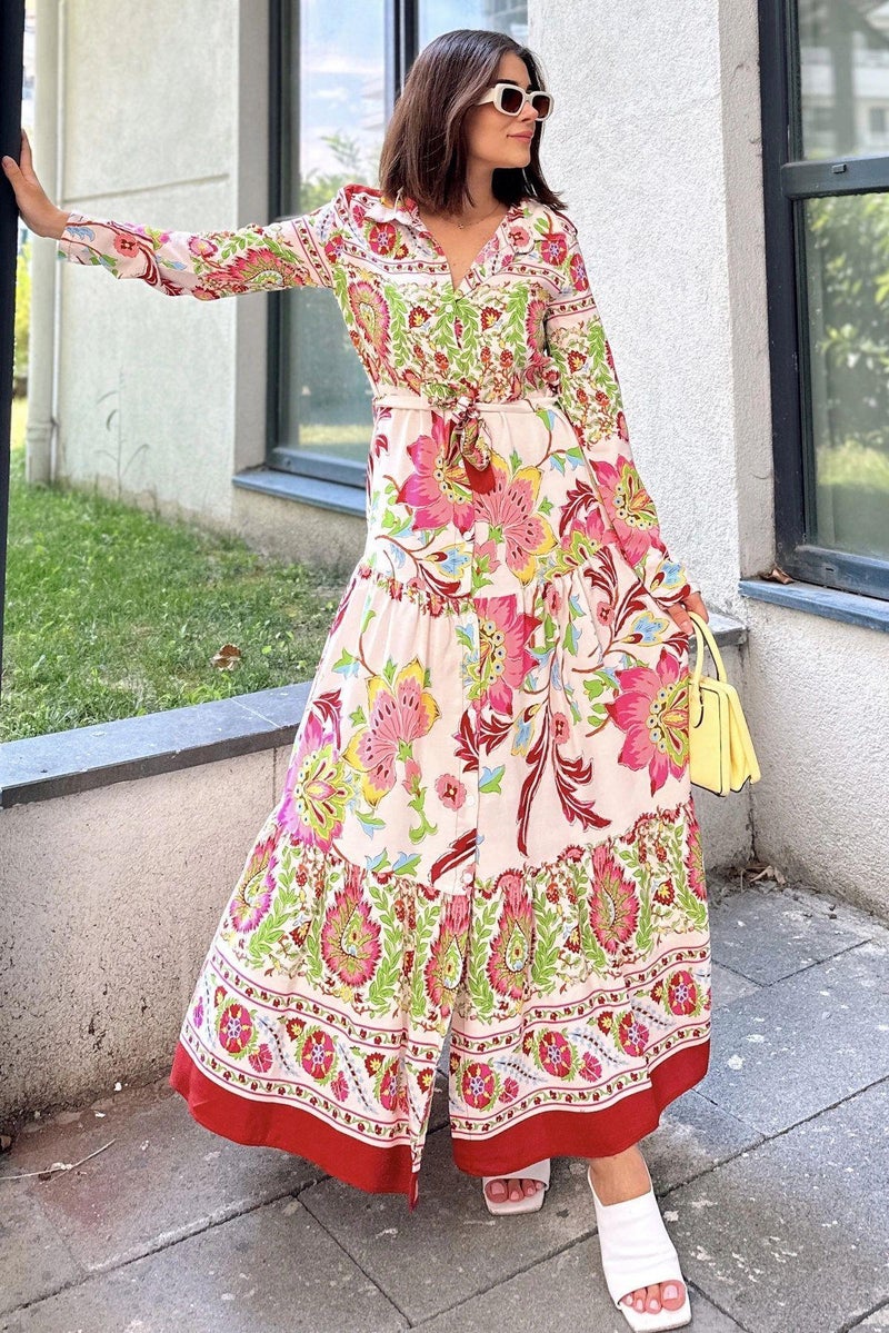 Weshaya فستان نسائي بورغندي - Image 1