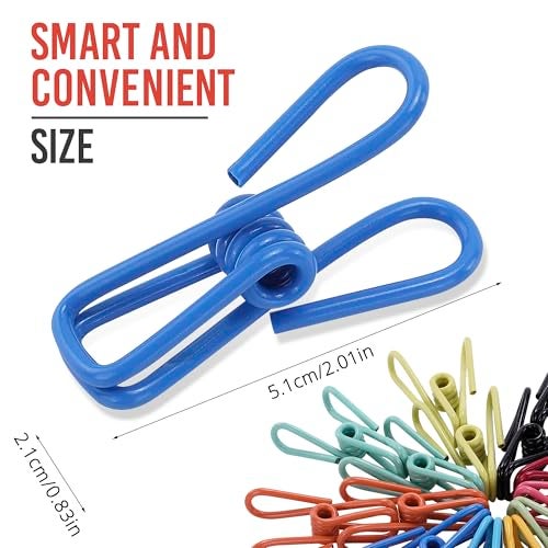Riveda 30 Pack Assorted Chip Bag Clips Utility - PVC 2 Inch Coated Colorful Sealer for Sealing Food - Paper Holder, Clothesline Clip for Laundry Hanging, Kitchen Bags, Multipurpose Clothes Pins - Image 2