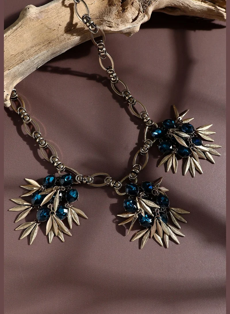 SOHI Gold Plated Designer Stone Party Necklace For Women