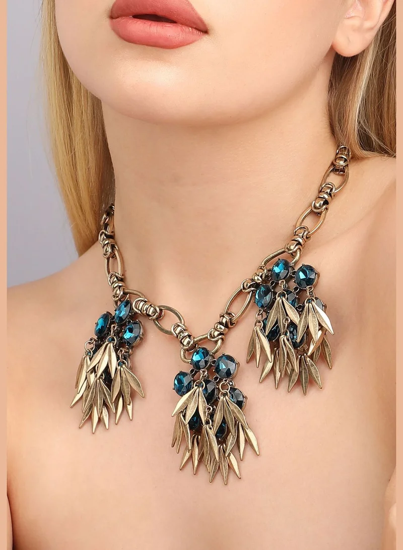 SOHI Gold Plated Designer Stone Party Necklace For Women