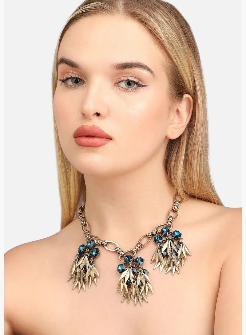 SOHI Gold Plated Designer Stone Party Necklace For Women