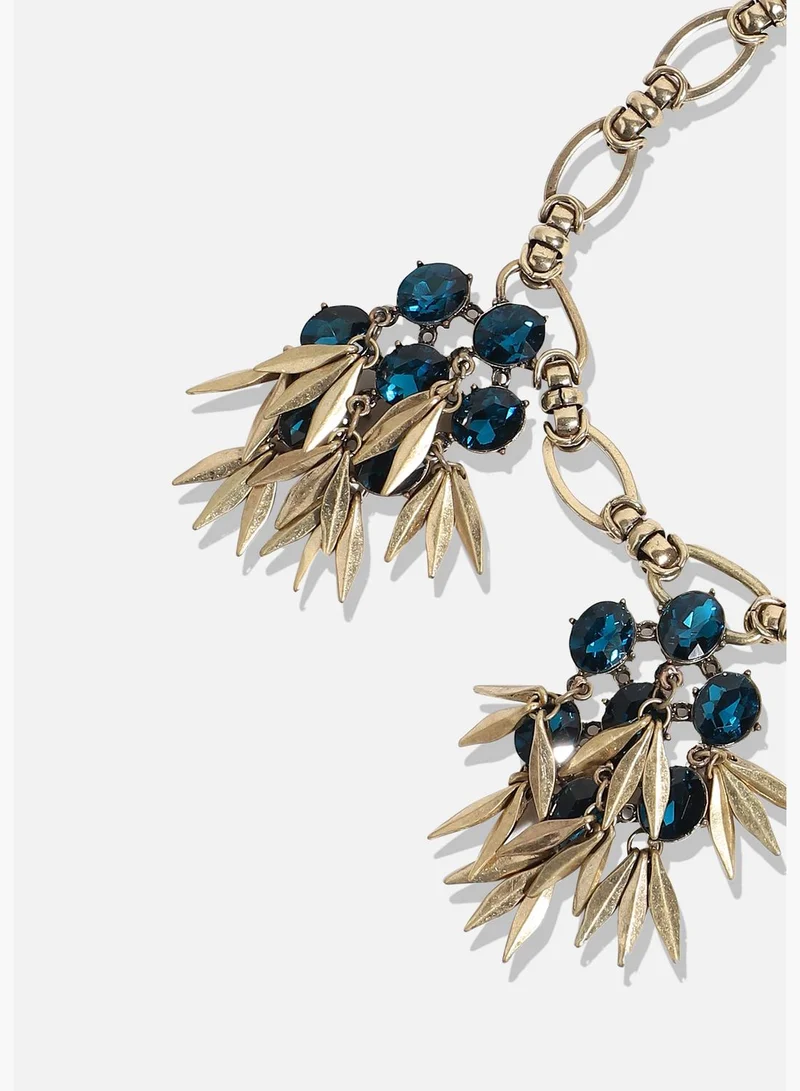 SOHI Gold Plated Designer Stone Party Necklace For Women