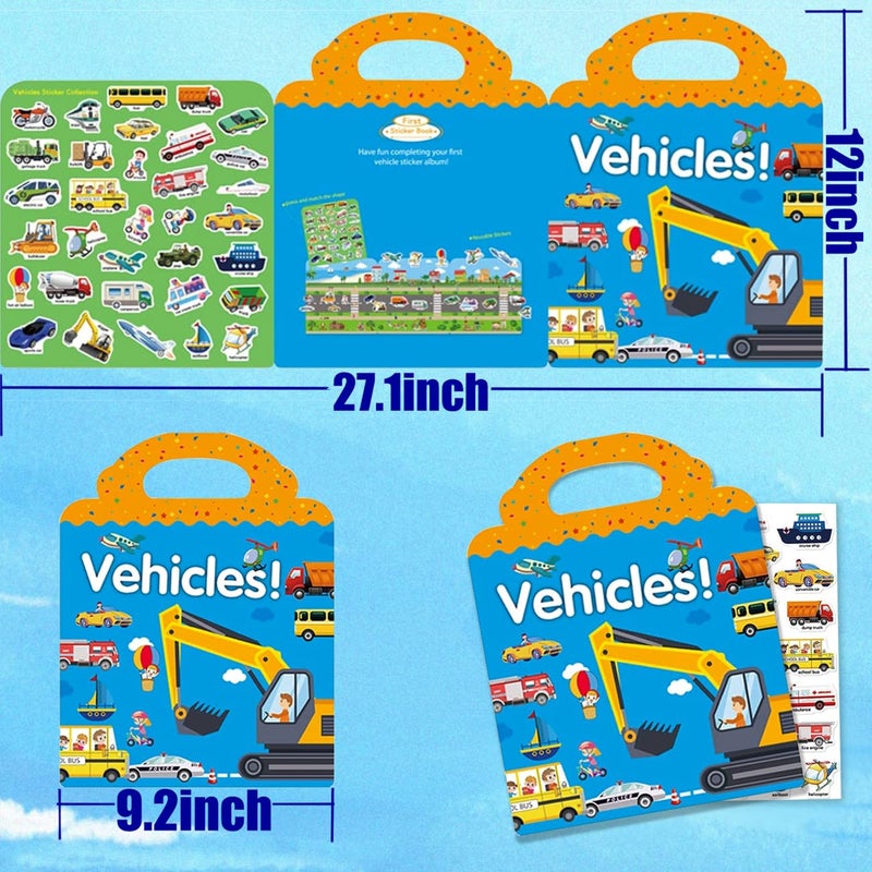 RUSON Reusable Sticker Book for Kids, Vehicles Truck Stickers Educational Learning Toys Travel Stickers Activity Books for Toddler Girls Boys Age 3+ Birthday Gifts - Image 4