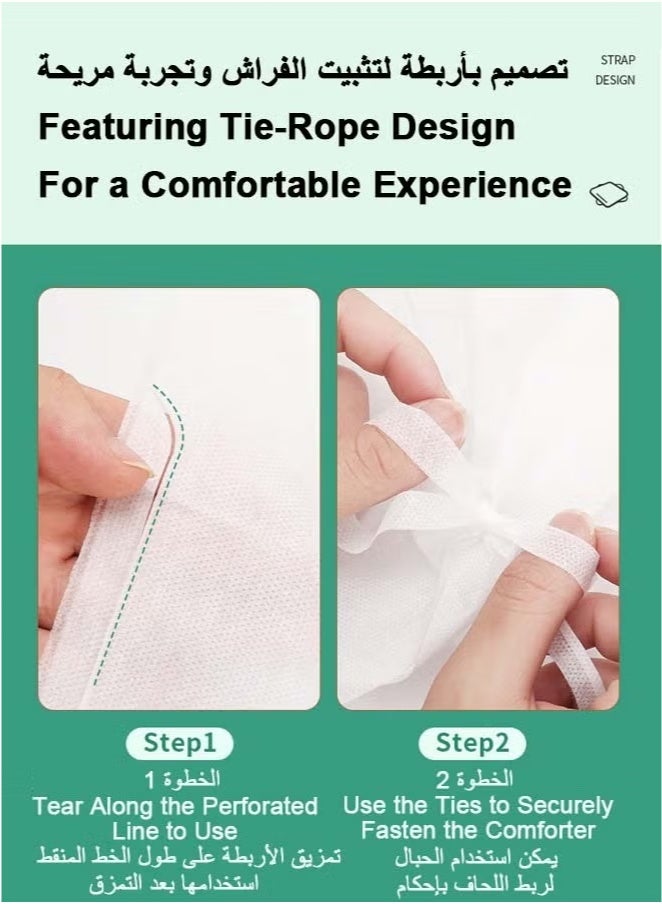4 Piece Travel Disposable Bedding Set with Portable Disposable Bed Sheet, 2 Pillowcases, Quilt Cover, Disposable Fitted Sheets Travel Bedding Cover for Hotel  - Image 5
