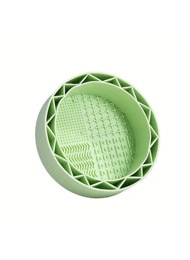 Green Portable Makeup Brush Cleaner With Cleaning Base Durable Plastic Travel Friendly - Image 1