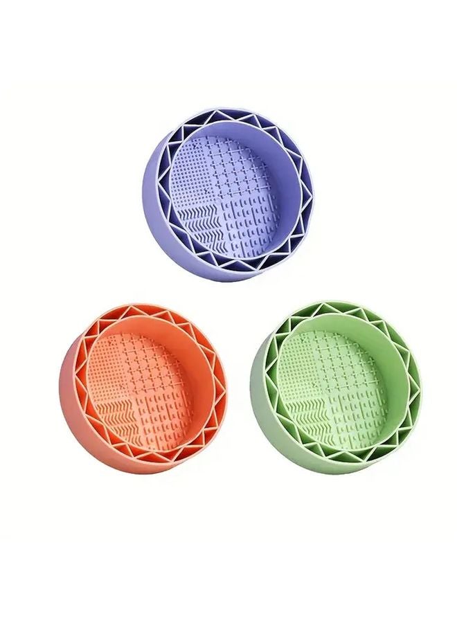 Green Portable Makeup Brush Cleaner With Cleaning Base Durable Plastic Travel Friendly - Image 2