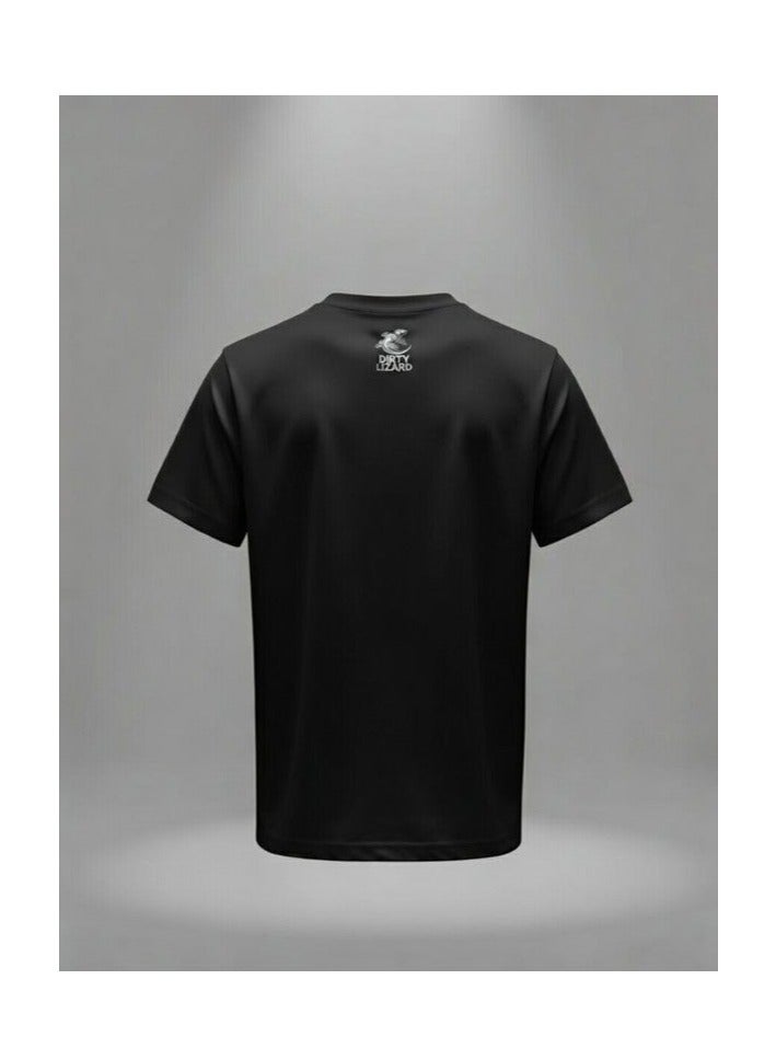 Dirty Lizard 1pc Unisex black t-shirt with animal print 100% cotton 10 - Image 2
