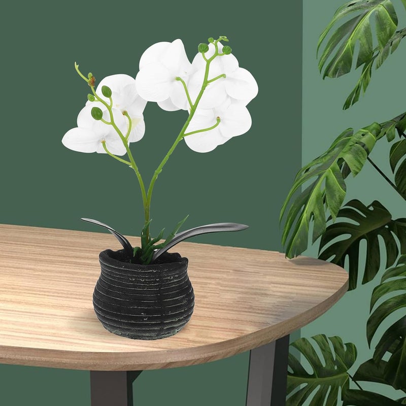 Artificial Butterfly Orchid Bonsai, Simulated Potted Plant, White Faux Orchid Arrangement for Home Décor, Lifelike Small Artificial Flower Pot Suitable for Indoor Decoration - Image 5