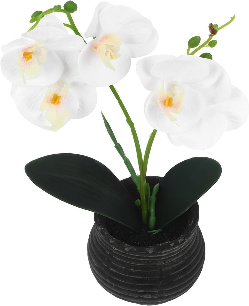 Artificial Butterfly Orchid Bonsai, Simulated Potted Plant, White Faux Orchid Arrangement for Home Décor, Lifelike Small Artificial Flower Pot Suitable for Indoor Decoration - Image 1