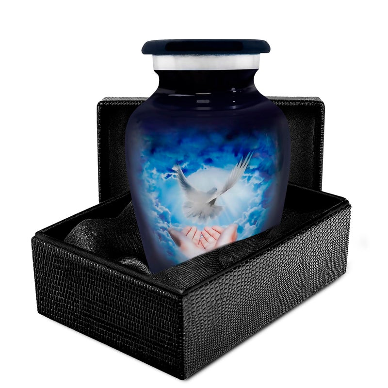 Trupoint Memorials Small Urns for Human Ashes Keepsake Decorative Mini Cremation Urns for Adult Men  Women  Small Blue Dove
