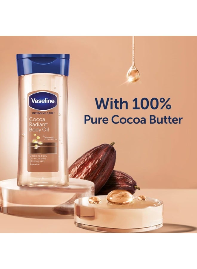 Vaseline Intensive Care Cocoa Radiant Vitalizing Body Oil With 100% Pure Cocoa Butter & Replenishing Oils For Long-Lasting Radiant Glow| Non-Greasy Body Gel Oil for Healthy & Glowing Skin| 200 ml - Image 2
