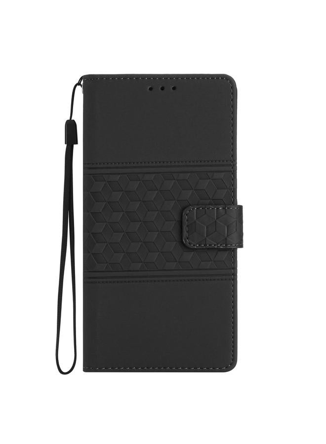 Zaboon Case For iPhone 13 Diamond Embossed Skin Feel Leather Phone Case with Lanyard - Image 2