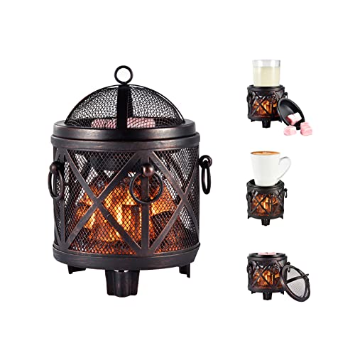 Dicimi Wax Melt Warmer,4-in-1 Electric Wax Melter,Oil Burner,Fireplace Wax Warmers, for Home Office Bedroom Aromatherapy Present and Decorations (Bronze, Fireplace Stove) - Image 1