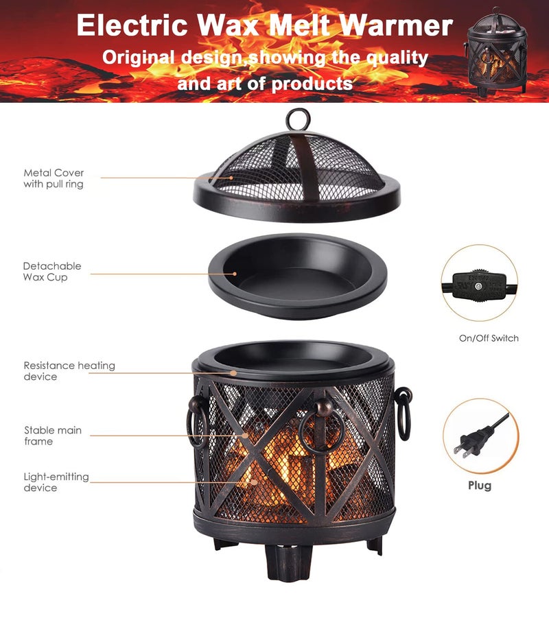 Dicimi Wax Melt Warmer,4-in-1 Electric Wax Melter,Oil Burner,Fireplace Wax Warmers, for Home Office Bedroom Aromatherapy Present and Decorations (Bronze, Fireplace Stove) - Image 5