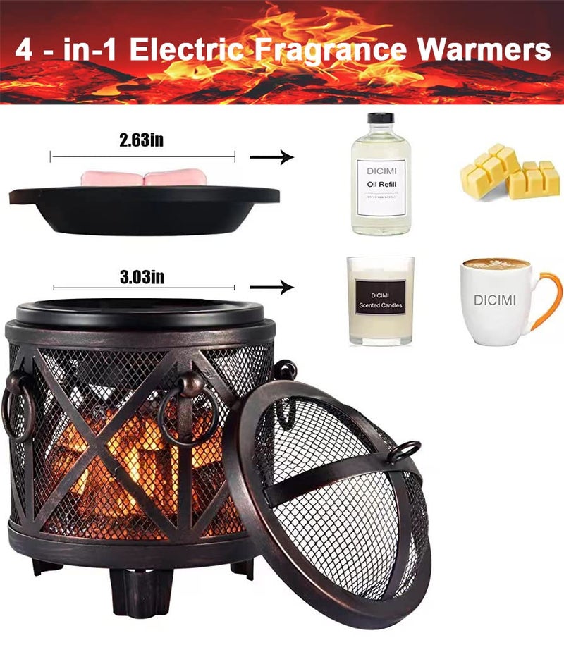 Dicimi Wax Melt Warmer,4-in-1 Electric Wax Melter,Oil Burner,Fireplace Wax Warmers, for Home Office Bedroom Aromatherapy Present and Decorations (Bronze, Fireplace Stove) - Image 2