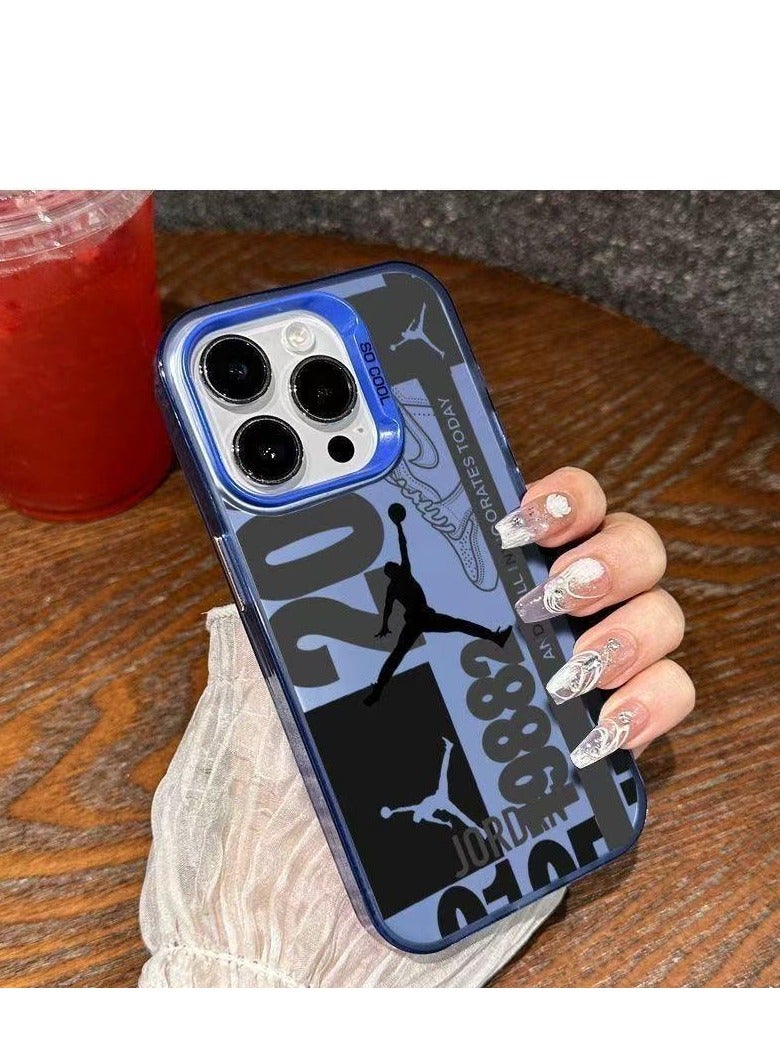 iPhone 16 Pro Max Electroplated Matte Basketball Dunk Case – Blue Laser Finish, Shockproof, Anti-Fingerprint