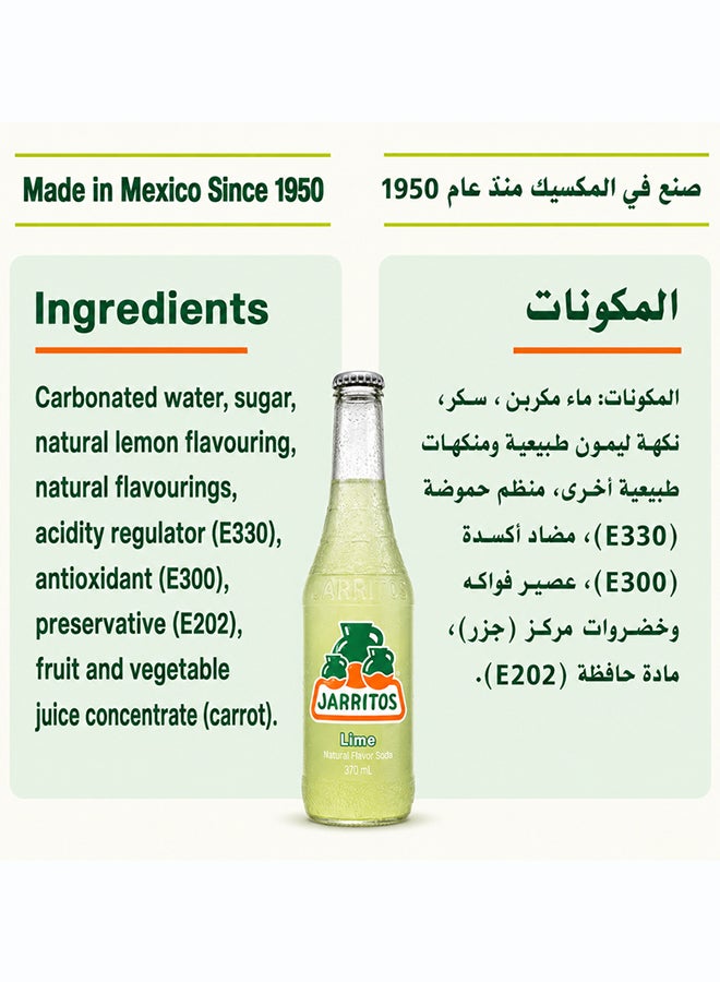 Jarritos Lime Flavour Mexican Carbonated Soft Drink Soda in Glass Bottles, Citrus Fizzy Refreshing Beverage, 370 ml Each, Made in Mexico Since 1950, Case Pack of 24 - Image 3
