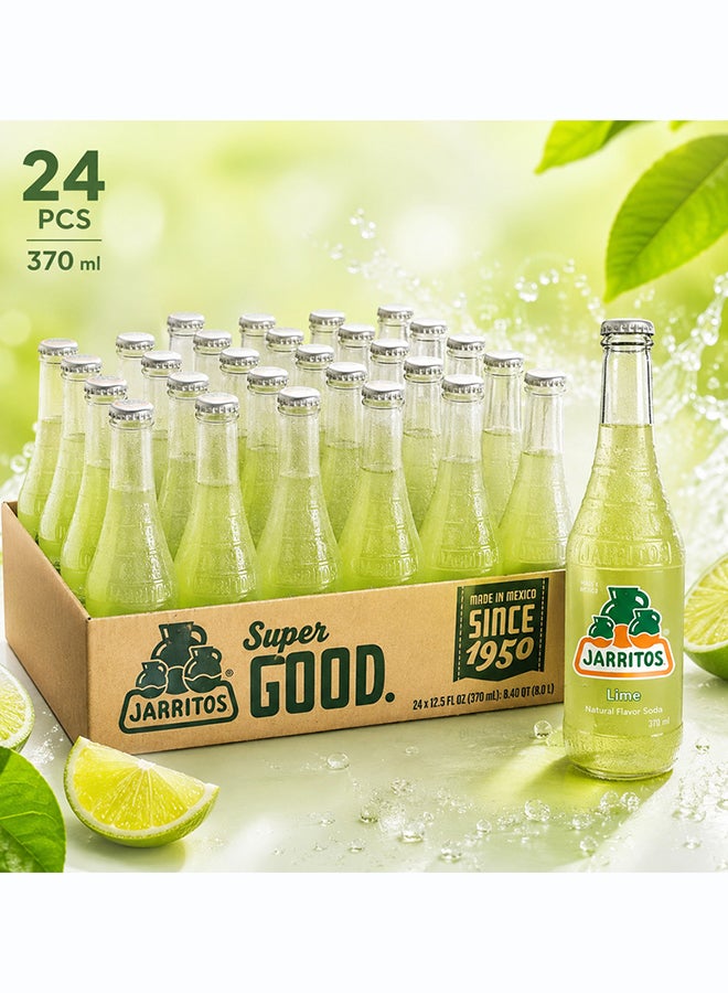 Jarritos Lime Flavour Mexican Carbonated Soft Drink Soda in Glass Bottles, Citrus Fizzy Refreshing Beverage, 370 ml Each, Made in Mexico Since 1950, Case Pack of 24 - Image 2