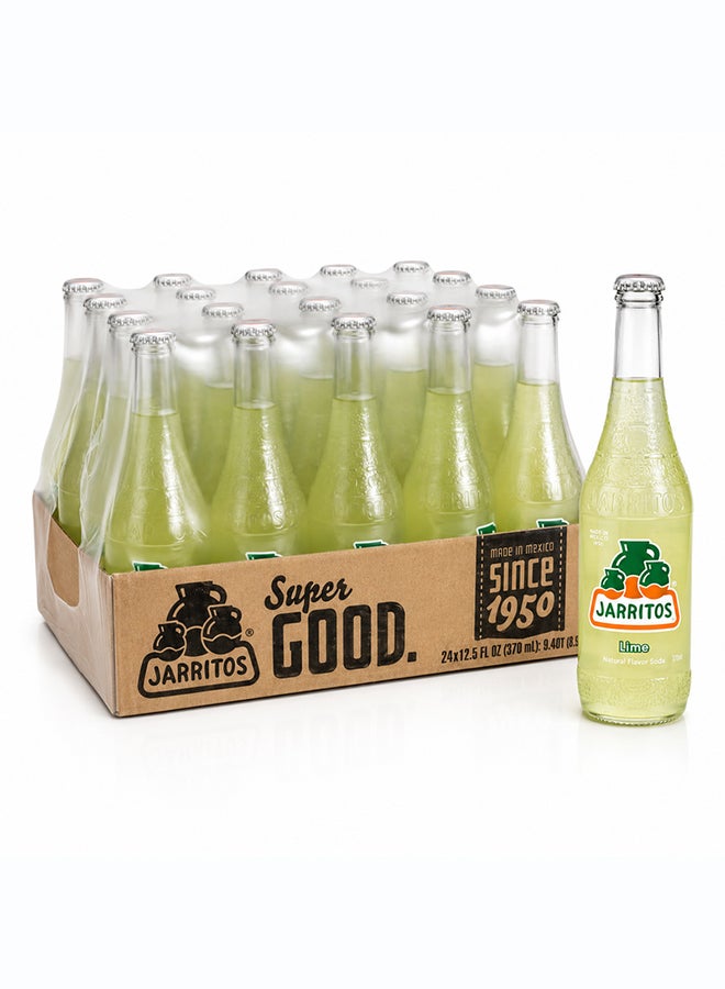Jarritos Lime Flavour Mexican Carbonated Soft Drink Soda in Glass Bottles, Citrus Fizzy Refreshing Beverage, 370 ml Each, Made in Mexico Since 1950, Case Pack of 24
