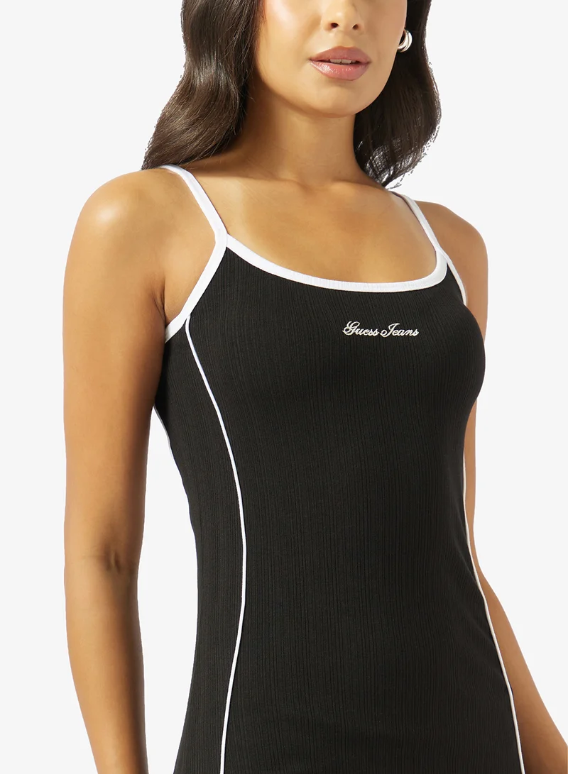 Guess  Scoop Neck Ribbed Mini Dress for Women | Best Price UAE