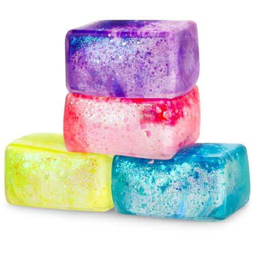 Atiloy 4pack Stress Cube Ice Cube Fidget Toy Squishy Stress Balls for Adults Kids Sensory Fidget Toys for Anxious Stress Relief Ice Cube Stress Balls for School Classroom Reward Office Carnival - Image 5