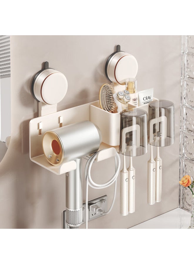 Yweel Suction Cup Toothbrush Holder, No Drilling Required, Bathroom Hair Dryer Stand, Wall-mounted Toothbrush Cup And Mouthwash Cup Rack