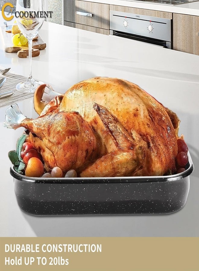 JY COOKMENT صينية تحميص مع رف، صينية تحميص مستطيلة مقاس 16 × 11 بوصة، قدر تحميص ديك رومي سعة 20 رطلاً، صينية تحميص كبيرة للفرن لخبز الديك الرومي من JY COOKMENT - Image 4