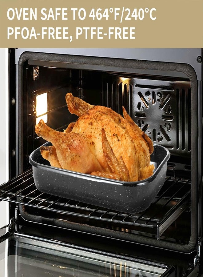 JY COOKMENT صينية تحميص مع رف، صينية تحميص مستطيلة مقاس 16 × 11 بوصة، قدر تحميص ديك رومي سعة 20 رطلاً، صينية تحميص كبيرة للفرن لخبز الديك الرومي من JY COOKMENT - Image 3