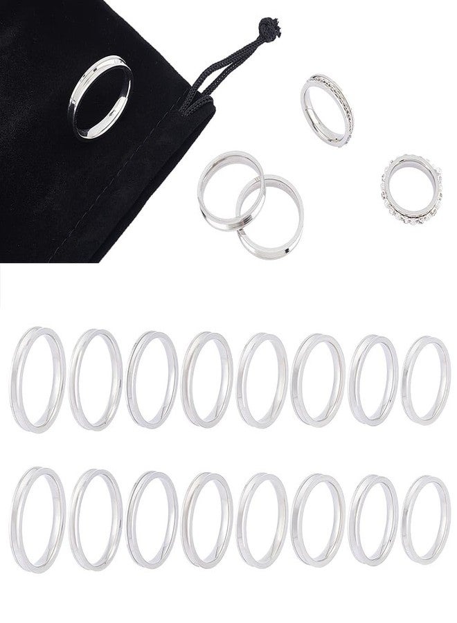 Unicraftale 24pcs Blank Core Ring Set - Size 6-13 Stainless Steel 2mm Narrow Grooved Round Empty Inlay Rings for Wedding Band Making - Image 1