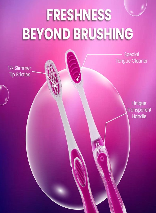 Assure Delta+ Toothbrush (Pack of 8) | Crystal Transparent Handle | 17x Slimmer Tapered Bristles for Deep Clean | Built-in Tongue Cleaner | Soft PBT | Multicolor Adult Pack - Image 4