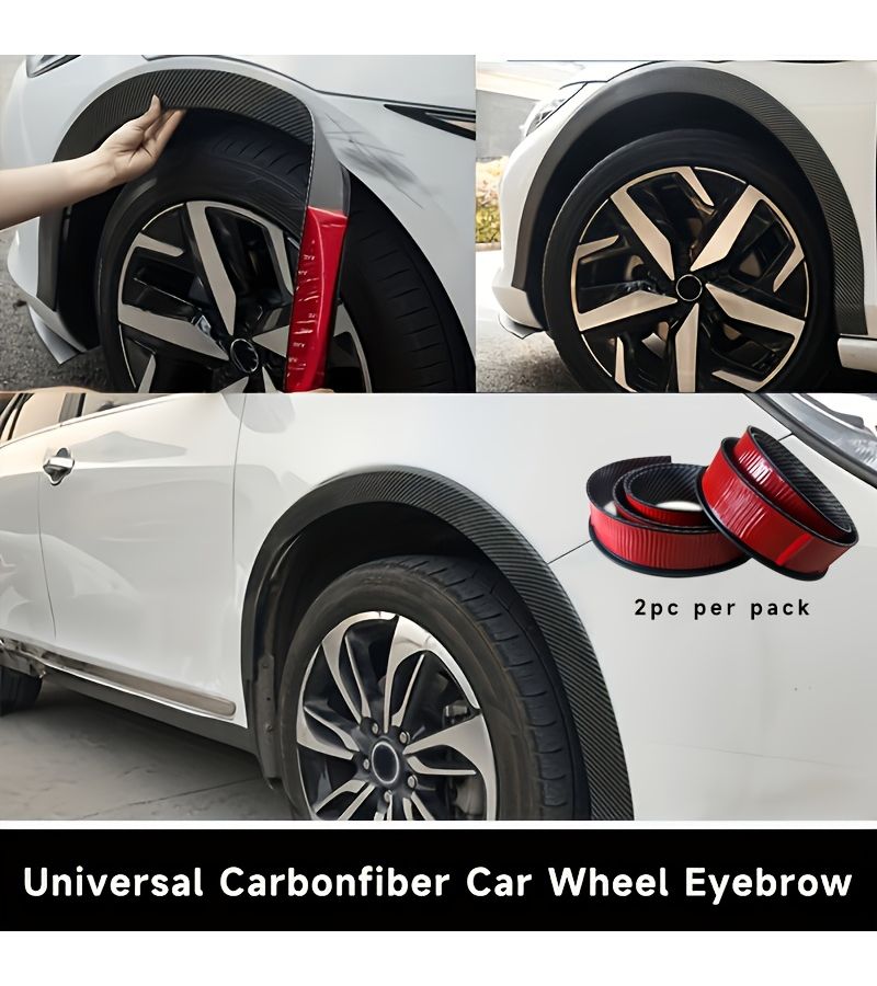 2pcs Universal Car Fender Anti Collision Strips 2.17 Inch Width Multi Size Scratch Resistant Stickers No Drill PVC Material Carbon Fiber Texture Decorative Trim - Image 1