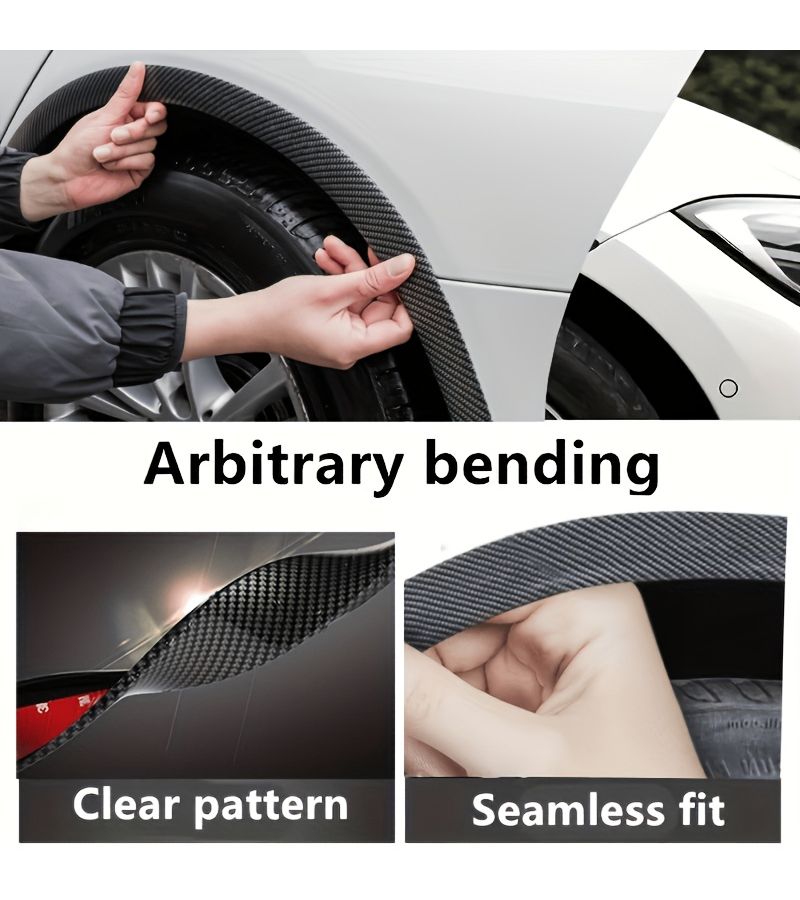 2pcs Universal Car Fender Anti Collision Strips 2.17 Inch Width Multi Size Scratch Resistant Stickers No Drill PVC Material Carbon Fiber Texture Decorative Trim - Image 3
