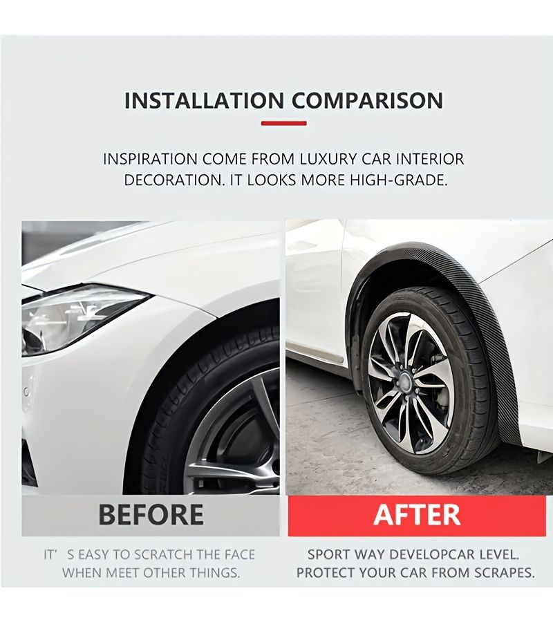 2pcs Universal Car Fender Anti Collision Strips 2.17 Inch Width Multi Size Scratch Resistant Stickers No Drill PVC Material Carbon Fiber Texture Decorative Trim - Image 4
