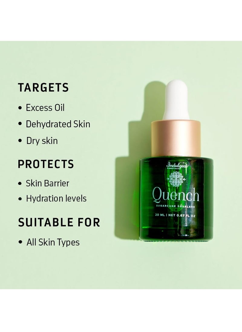 Indulgeo ESSENTIALS Indulgeo Essentials Quench | 100% Organic Sugarcane Squalane Oil | Glow Light Moisturizer, Non-Sticky| Finelines and Wrinkles - 20 ml  - Image 2