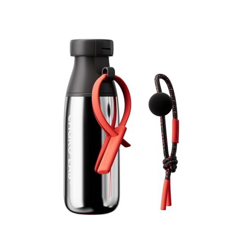 CHAKO LAB Insulated Stainless Steel Water Bottle with Two Strap | BPA-Free Leak Proof | 17oz Bottle with Spout Lid & Straw | Dark Chocolate Cocoa - Image 1