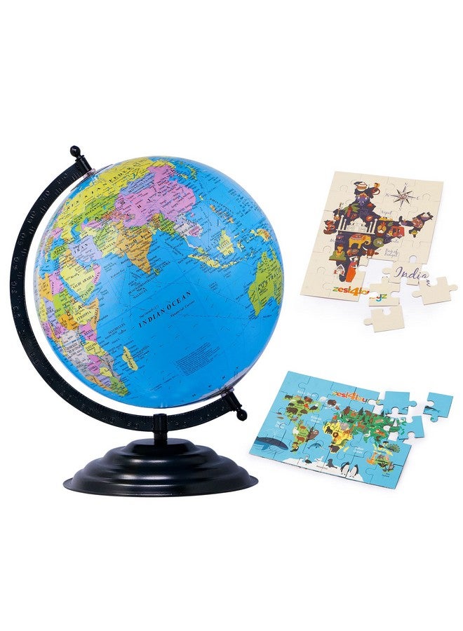Zest 4 Toyz zest 4 toyz Globes for Students, STEM STEAM Educational World Globe With 2 Pcs of Puzzle Map For Kids For Kids/Political Globe/Office Globe/Globe For Kids - 10 Iinch  - Image 1