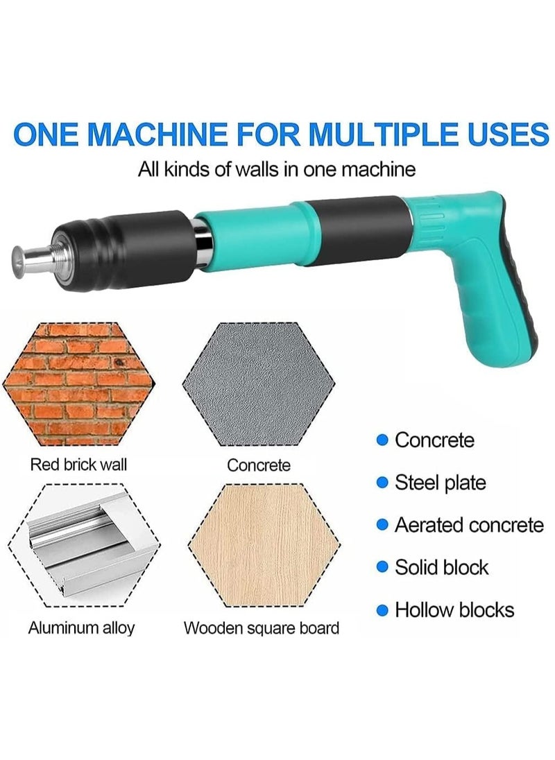 KIIUMI Concrete Nail Gun Kits, 5 Speed Adjustable Manual Steel Nail Gun, Wall Fastening Power Tool, Portable Nail Shooting Machine.  - Image 2