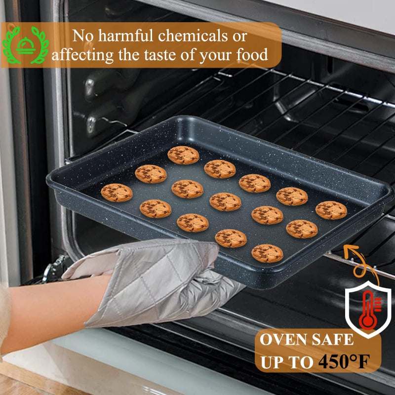 Walooza 11 Inch Nonstick Baking Sheets Set of 2, Carbon Steel Cookie Sheets for Baking, Heavy Duty & Stackable Baking Pans for Oven, Non Toxic & Easy Clean, 11x9 Inch Baking Trays - Image 5