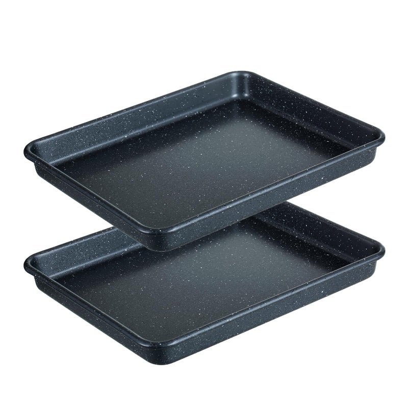 Walooza 11 Inch Nonstick Baking Sheets Set of 2, Carbon Steel Cookie Sheets for Baking, Heavy Duty & Stackable Baking Pans for Oven, Non Toxic & Easy Clean, 11x9 Inch Baking Trays - Image 1