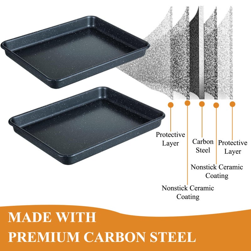 Walooza 11 Inch Nonstick Baking Sheets Set of 2, Carbon Steel Cookie Sheets for Baking, Heavy Duty & Stackable Baking Pans for Oven, Non Toxic & Easy Clean, 11x9 Inch Baking Trays - Image 4