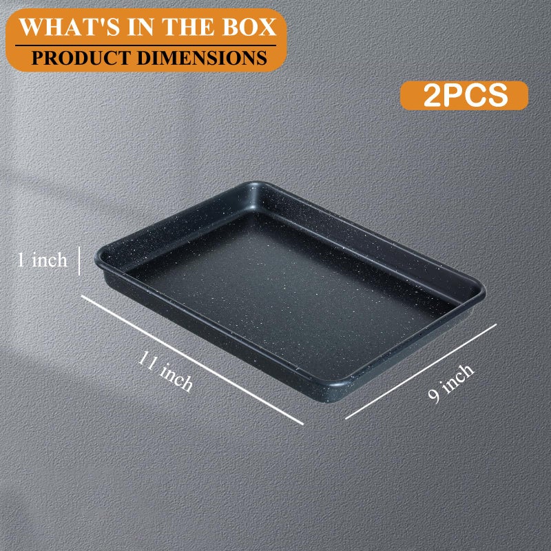 Walooza 11 Inch Nonstick Baking Sheets Set of 2, Carbon Steel Cookie Sheets for Baking, Heavy Duty & Stackable Baking Pans for Oven, Non Toxic & Easy Clean, 11x9 Inch Baking Trays - Image 2