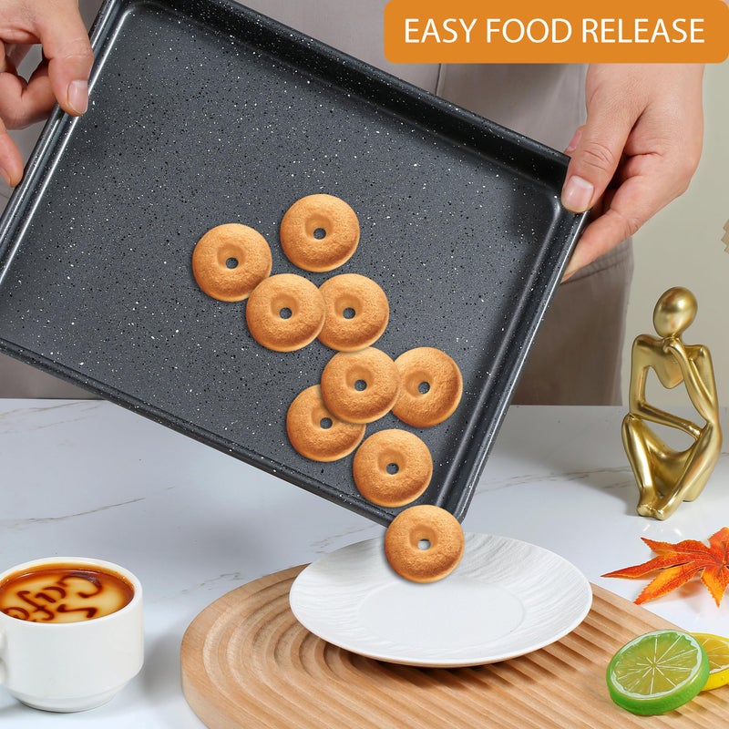 Walooza 11 Inch Nonstick Baking Sheets Set of 2, Carbon Steel Cookie Sheets for Baking, Heavy Duty & Stackable Baking Pans for Oven, Non Toxic & Easy Clean, 11x9 Inch Baking Trays - Image 3