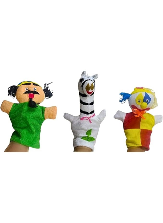 Interactive Soft Plush Assorted Character Hand Puppet for Storytelling, Role Play, and Early Learning Fun (Joha, Donkey, and Clown) - Image 1