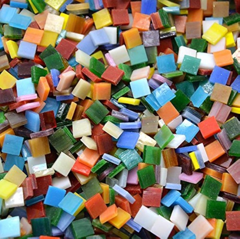 Lanyani 800 Pieces Mosaic Tiles Stained Glass  Assorted Colors for Art Craft and Home Decorations  500g11lb