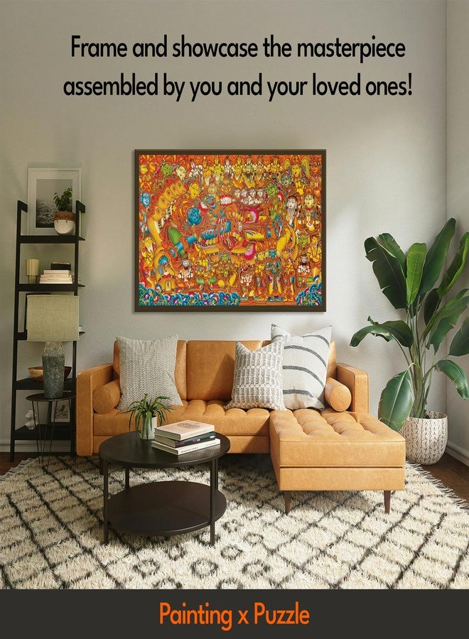 91Knots Vishnu’s Abode(वैकुण्ठ), 1000 Pieces Premium Wooden Jigsaw Puzzle for Adults and Kids 12+ Years | Kerala Mural Original Indian Artwork Puzzle with Unique Cuts for Gifting | Festival Gift - Image 3