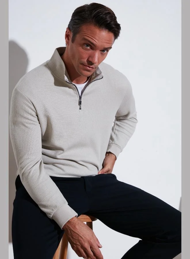 Buratti Buratti Cotton Regular Fit Half Zipper Stand Collar Sweat Men's SWEAT 5905716