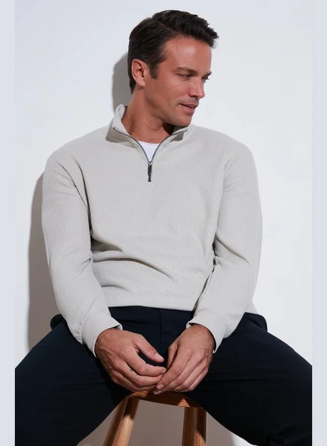 Buratti Buratti Cotton Regular Fit Half Zipper Stand Collar Sweat Men's SWEAT 5905716