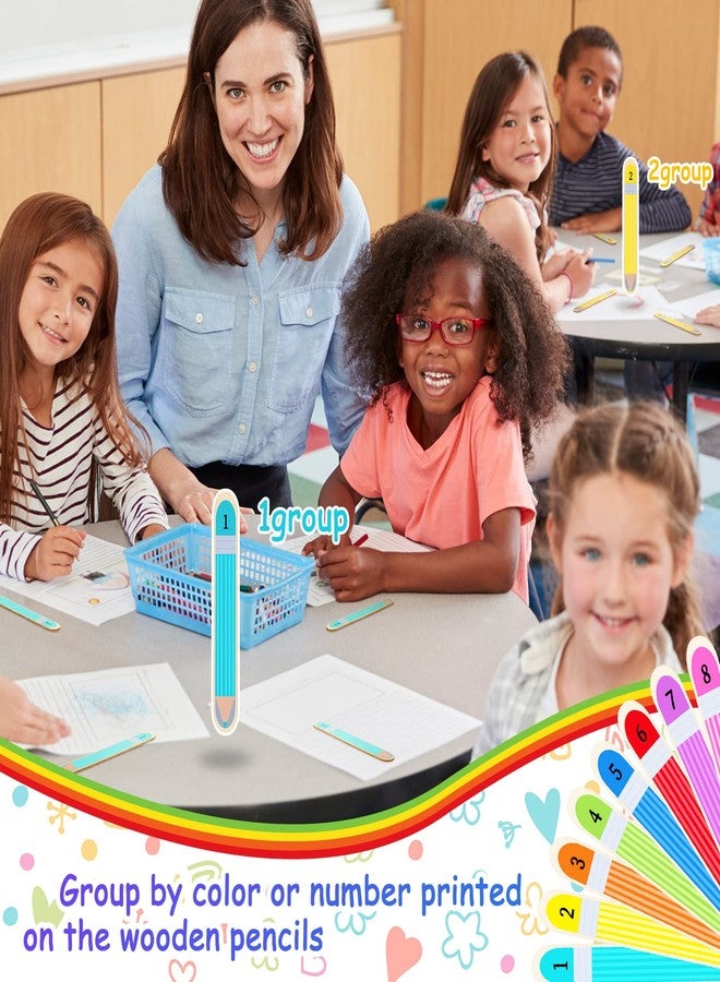 Qualirey 64 Pieces Flip Name Sticks Student Grouping Pencils Multicolor Pencil Flip Stick Teacher Student Grouping Pencils Educational and Learning Classroom Supplies - Image 3